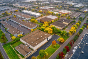 Aerial shot of the Twin Cities suburb of Plymouth in Minnesota