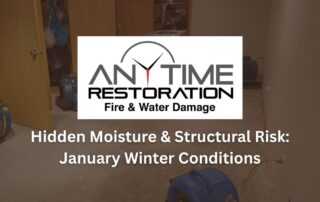 Hidden water damage behind basement wall after winter moisture buildup